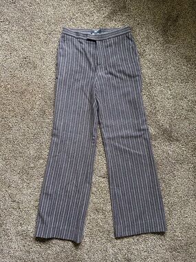 Vintage Philippe Adec Wool Brown Pinstripe Dress Pant Size 2